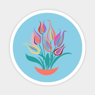 Tulips Colorful Flowers bouquet Modern Art Magnet